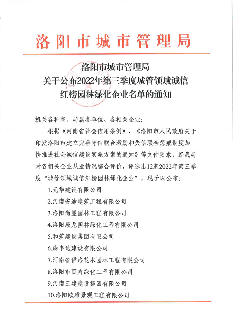 洛阳市城市365heart_365bet注册指南_bat365在线平台用户官网关于公布2022年第三季度城管领域诚信红榜园林绿化企业名单的通知-1.jpg